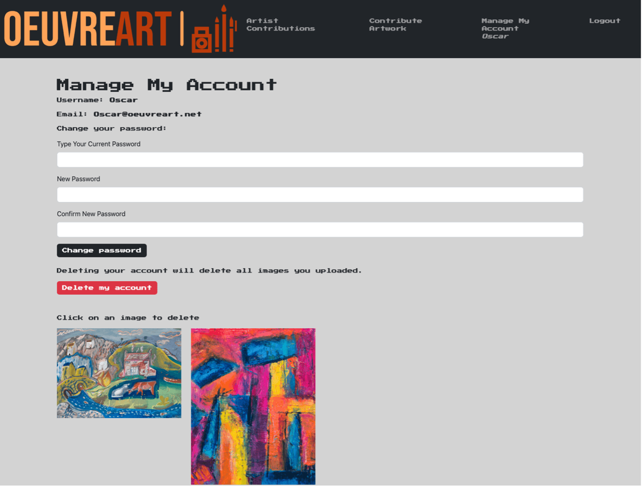 OeuverArt project screenshot